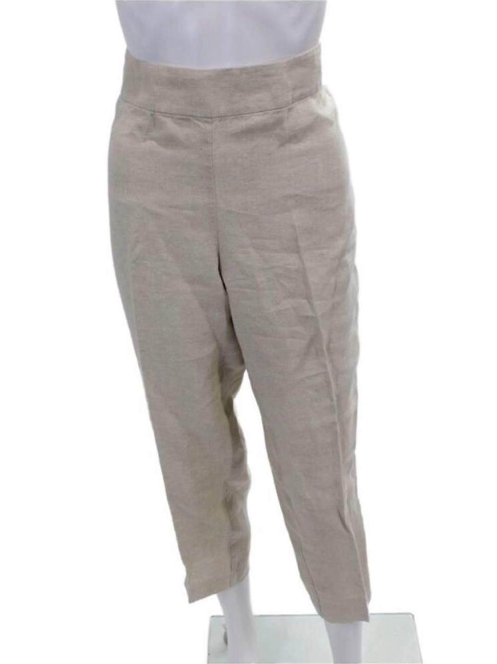 Eileen Fisher High-Waist Linen Blend Crop Pants - Beige